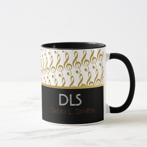 golden musical notes personalized mug