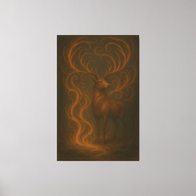 Golden Mystic Deer – Fine Art Collection   Canvas Print (Front)