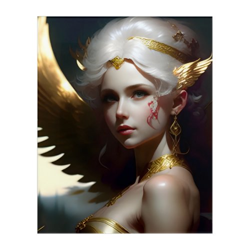 Golden mythical warrior princesses   acrylic print