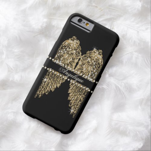 Golden n Diamond Jewel Look Angel Wings Bling Barely There iPhone 6 Case