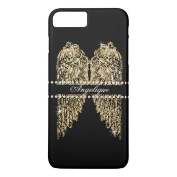 Golden N Diamond Jewel Look Angel Wings Bling Iphone 8 Plus/7 Plus Case by PatternsModerne at Zazzle