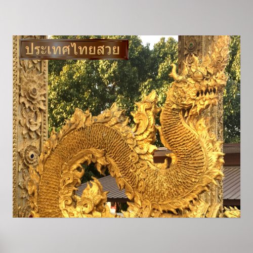 Golden Naga In Chiang Mai Poster