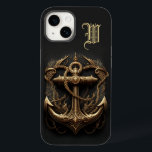 Golden Nautical Anchor Monogram Case-Mate iPhone C 14 Case<br><div class="desc">Golden nautical anchor. Anchor wrapped in chains and covered in seaweed. Manly and very detailed. Customize with your monogram initial.</div>