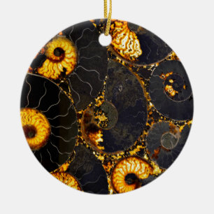 Golden Nautilus Ceramic Ornament