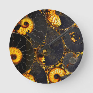 Golden Nautilus Round Clock