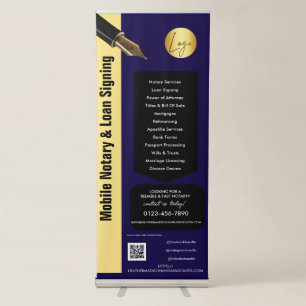 Golden & Navy Blue  Marketing Retractable Banner
