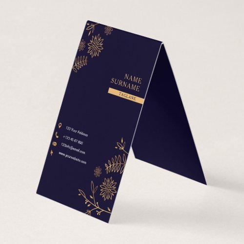 Golden Navy Folder Business Card