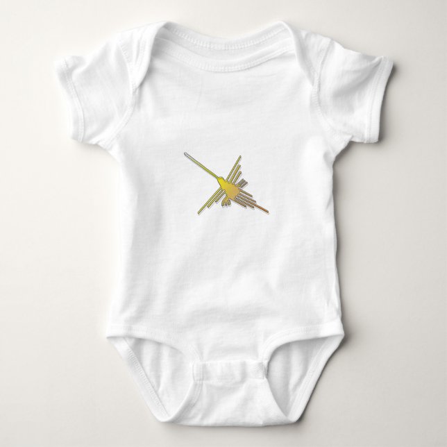 Golden Nazca Lines Hummingbird Baby Bodysuit (Front)