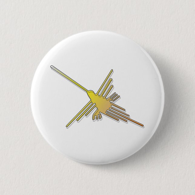 Golden Nazca Lines Hummingbird Button (Front)