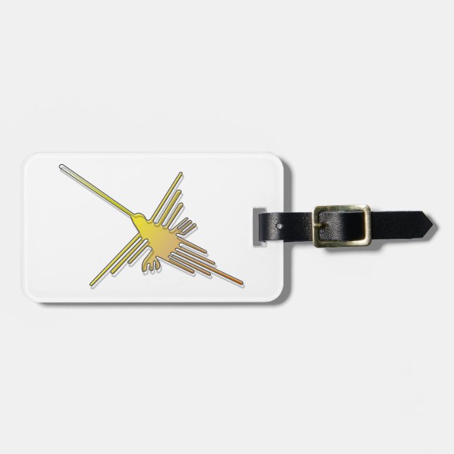 Golden Nazca Lines Hummingbird Luggage Tag (Front Horizontal)