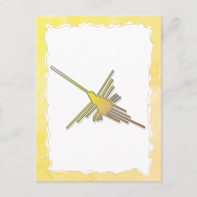 Golden Nazca Lines Hummingbird Old Torn Paper Postcard (Front)