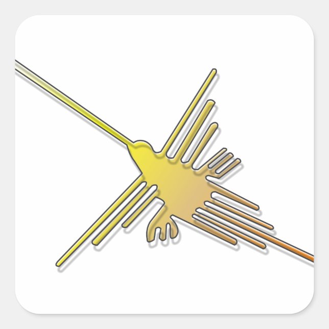 Golden Nazca Lines Hummingbird Square Sticker (Front)