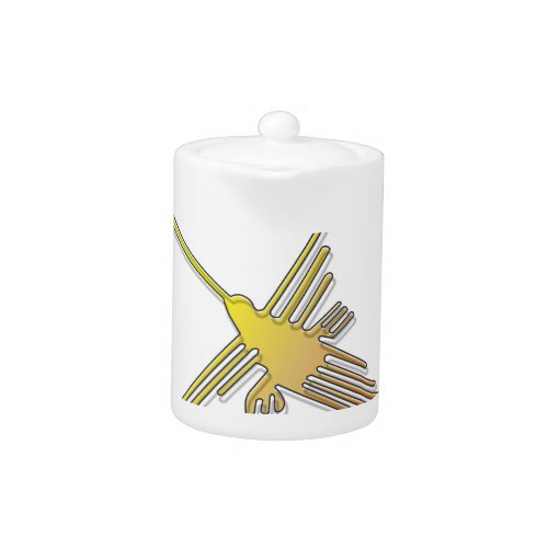 Golden Nazca Lines Hummingbird Teapot