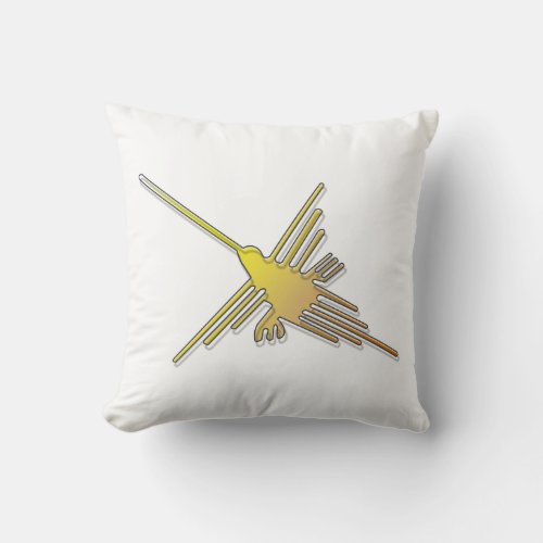 Golden Nazca Lines Hummingbird Throw Pillow
