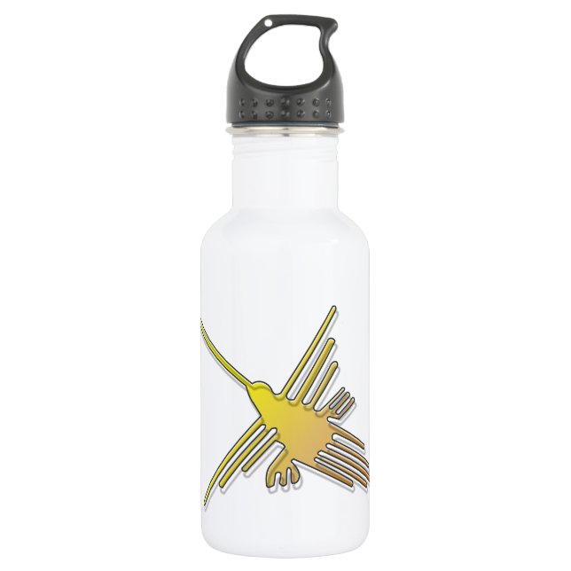 Golden Nazca Lines Hummingbird Water Bottle (Front)