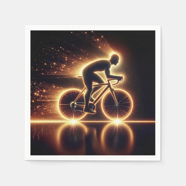 Golden Neon Bike With Light Trails Napkins (Front)