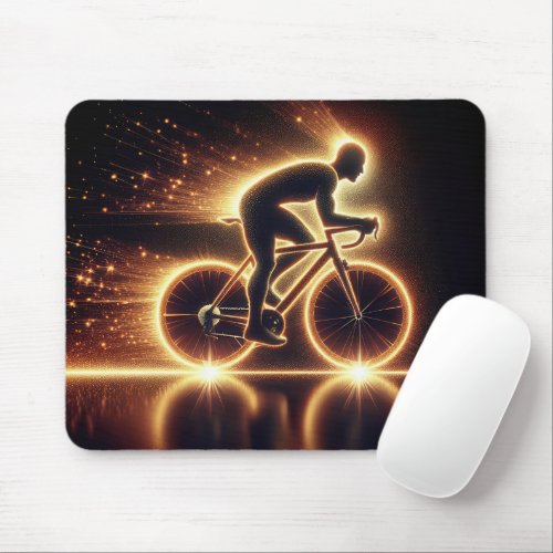 Golden Neon Cyclist Mouse Pad