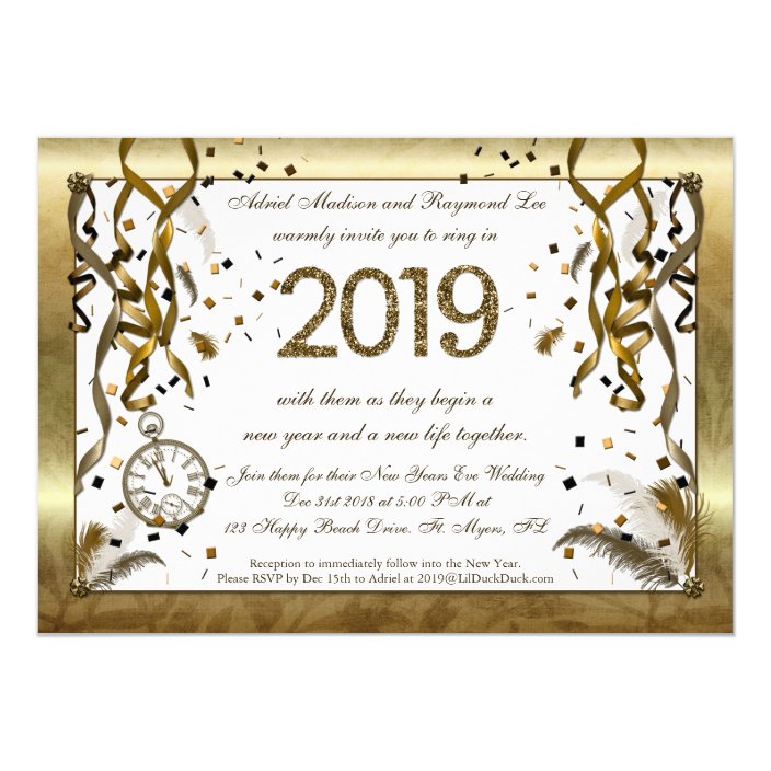 Golden New Years Eve Wedding Invitations Zazzle Com