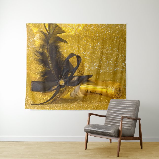 Golden New Years Flapper Hat Tapestry (In Situ (Horizontal))