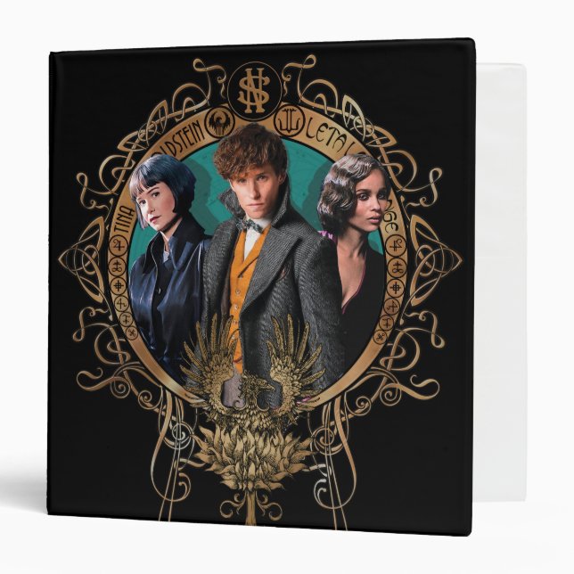Golden Newt, Tina, and Leta Art Deco Portrait 3 Ring Binder (Front/Inside)