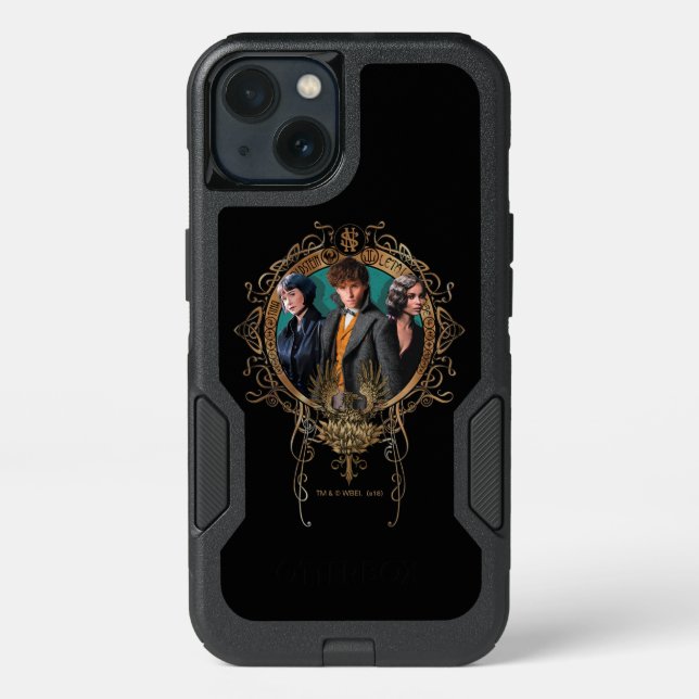 Golden Newt, Tina, and Leta Art Deco Portrait Otterbox iPhone Case (Back)