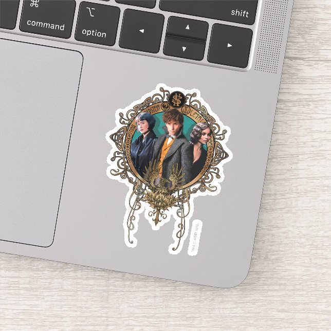 Golden Newt, Tina, and Leta Art Deco Portrait Sticker (Detail)