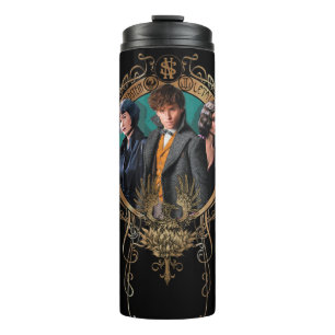 Golden Newt, Tina, and Leta Art Deco Portrait Thermal Tumbler
