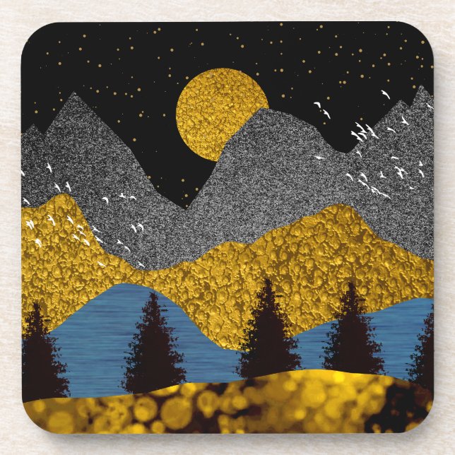 Golden Night Beverage Coaster (Front)