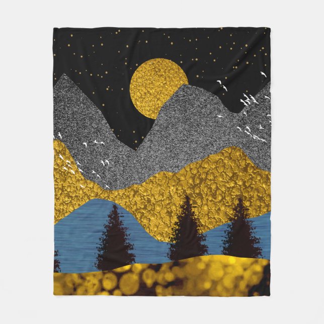 Golden Night Fleece Blanket (Front)