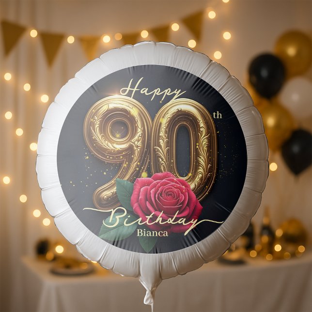 Golden Nineties Celebration with Elegant Ruby Rose Balloon (Creator Uploaded)
