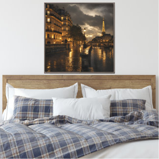 Golden Nocturne Over the Seine Canvas Print