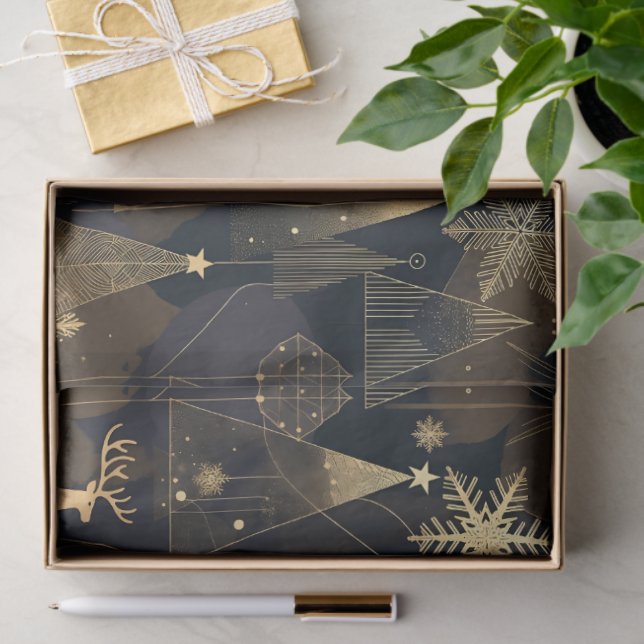 Golden Noir Christmas Forest Tissue Paper (Gift)