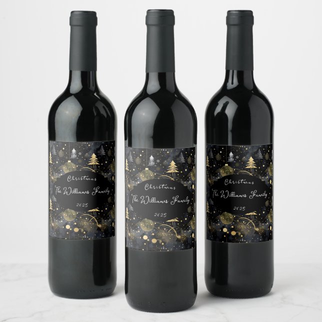 Golden Noir Christmas  Wine Label (Bottles)
