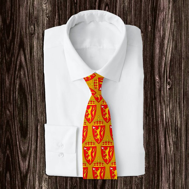 Golden Norway Emblem fashion Tie, Norwegian Flag Neck Tie (Creator Uploaded)