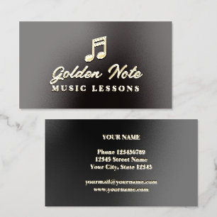 Golden note music lessons logo template gold foil business cards