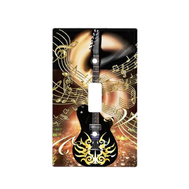 Golden Notes Guitar Shot Music Lightswitch Cover (Front)