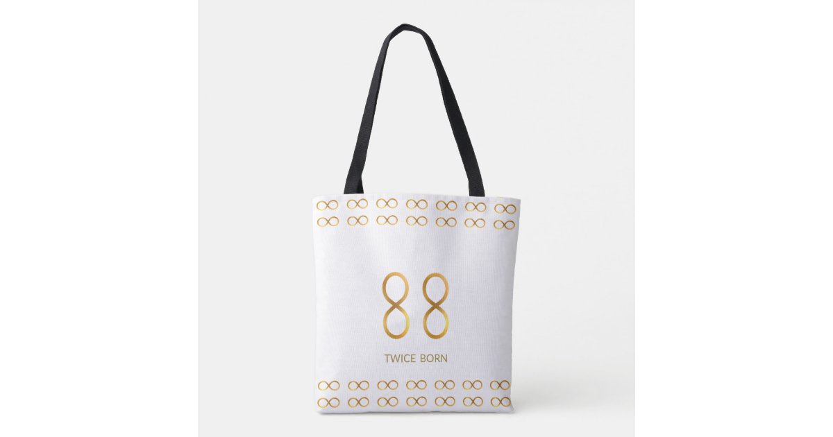Golden Number 88 & Infinity Pattern on White Tote Bag | Zazzle