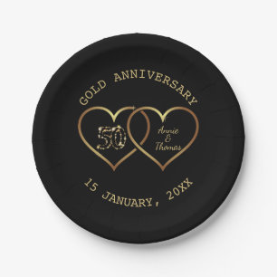 Golden Numbers And Hearts  Paper Plates