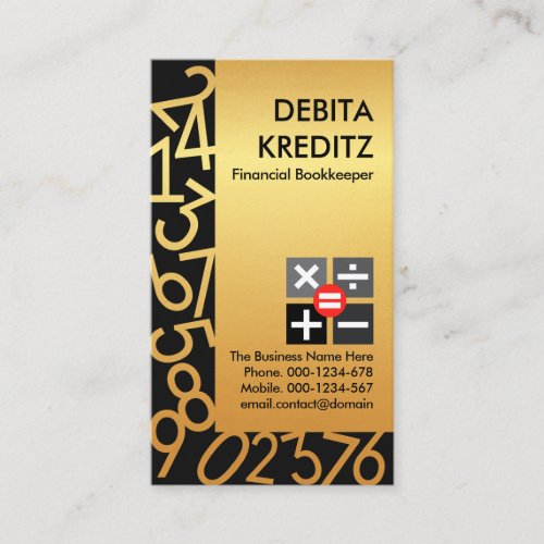 Golden Numbers Frame Bookkeeping Business Card