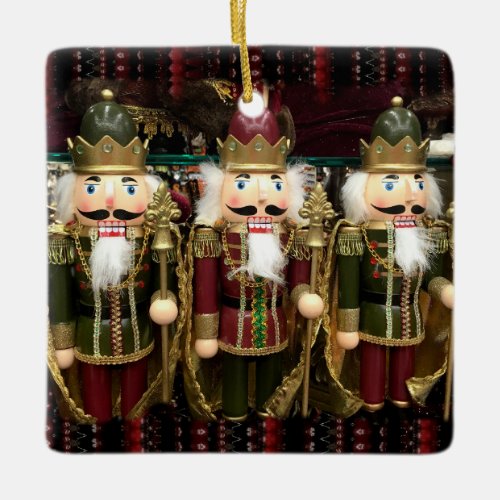 Golden Nutcracker Soldiers Christmas Ceramic Ornament