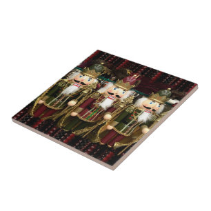 Golden Nutcracker Soldiers Christmas Ceramic Tile