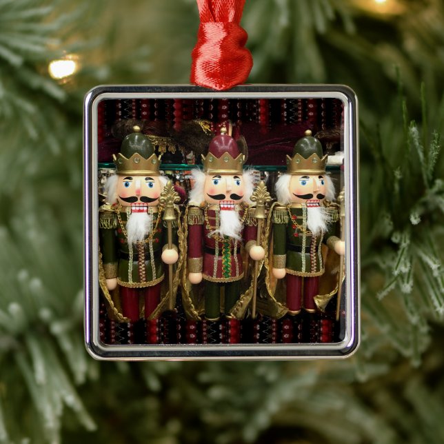 Golden Nutcracker Soldiers Christmas Metal Ornament (Tree)