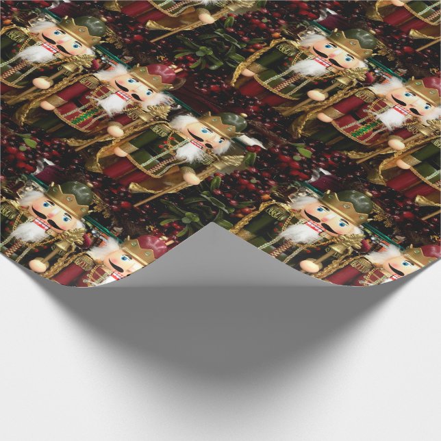 Golden Nutcracker Soldiers Christmas Wrapping Paper (Corner)