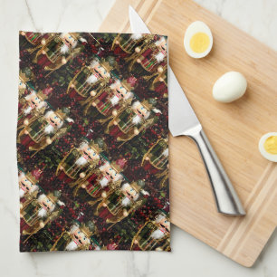 Golden Nutcrackers Christmas Kitchen Towel