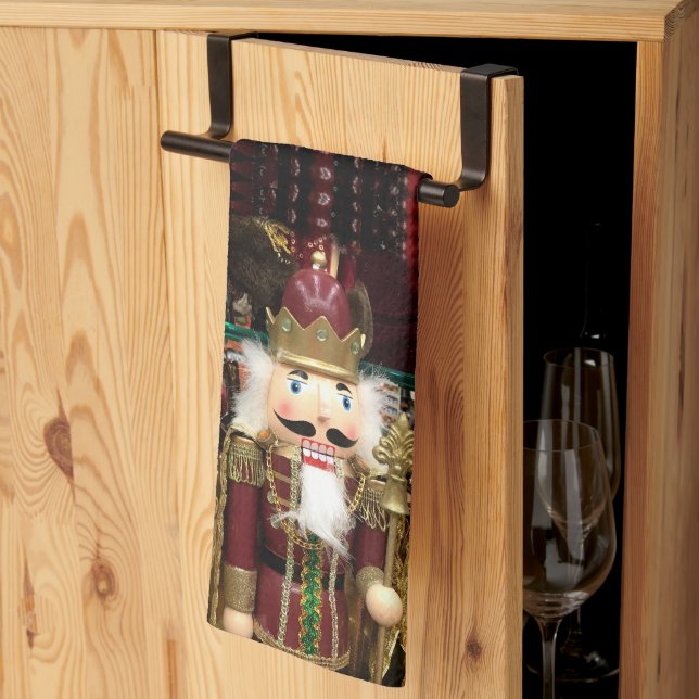 Golden Nutcrackers Christmas Kitchen Towel (Thirds Fold)