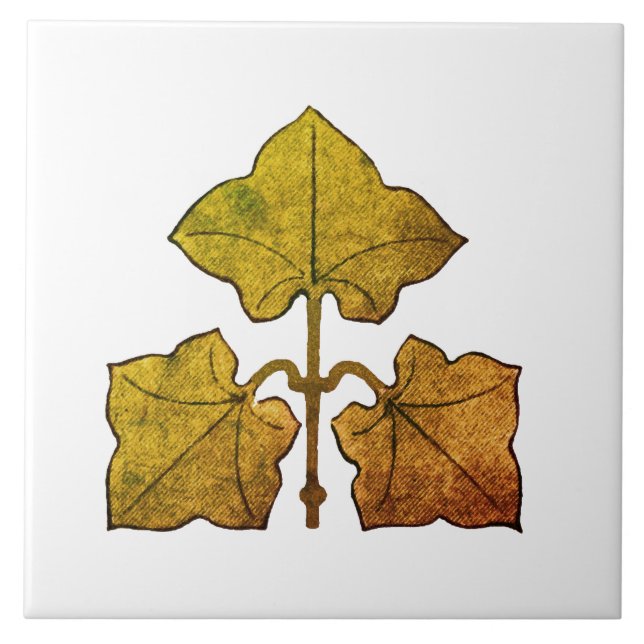 Golden Oak Leaf Ceramic Tile (Front)