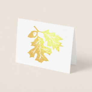 Golden Oak Leaves and Acorn Foil Card