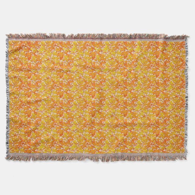 Golden Oak Leaves with Acorns  Throw Blanket (Front)