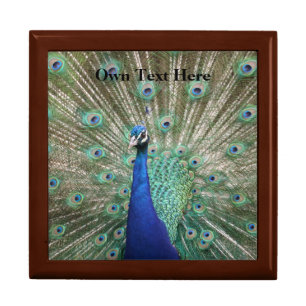 Golden Oak Peacock Custom Message Premium Craft Gift Box