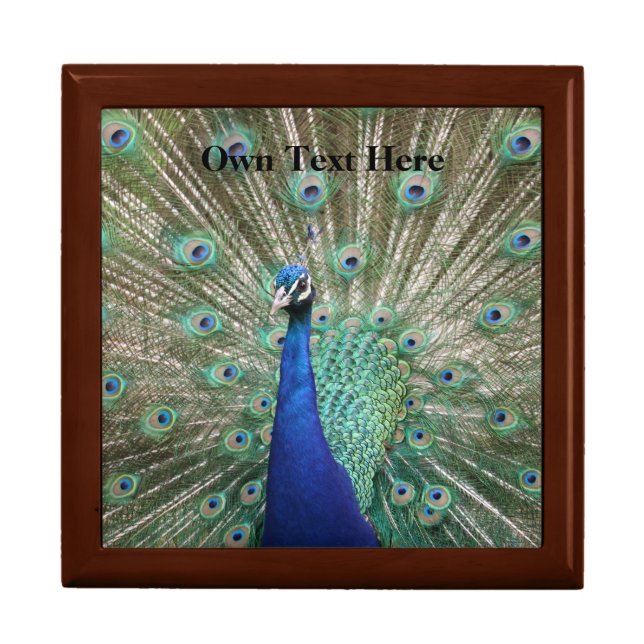 Golden Oak Peacock Custom Message Premium Craft Gift Box (Front)